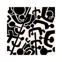 Aesthetic black and white abstract hand drawn vector illustration background.