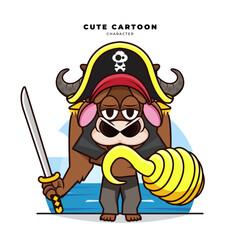 Cute cartoon character of bull pirate