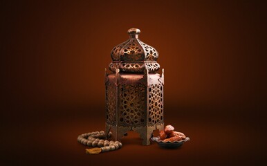 ramadan Kareem greeting background with beautiful glowing lantern.