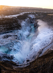 Gullfoss in Island im Winter