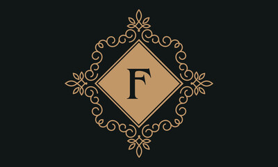 Luxury vector logo template for restaurant, royalty boutique, cafe, hotel jewelry, fashion. Floral monogram with the letter F.