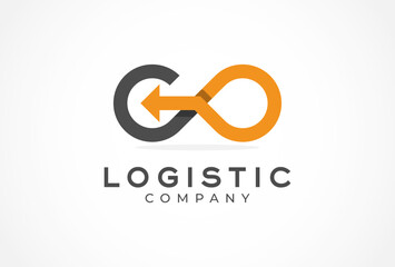 Logistic logo, letter G ang O and infinity icon combination, Flat style Logo Design Template, vector illustration