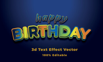 Naklejka na ściany i meble happy birthday stylish text effect 3d
