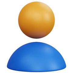 3d rendering blue and yellow color user icon isolated