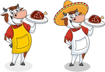 illustration mexican cow cheff