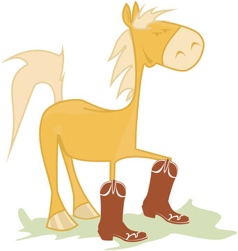 horse illustration wearing boots
