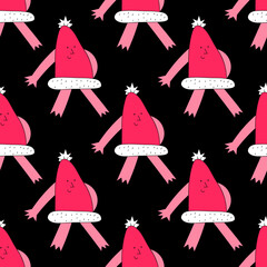 square vector seamless pattern-christmas santa claus hat.1970 good vibes.Funky and groovy 1960 psychedelic new year.Vibrant winter party.Crazy cartoon character.Retro funny christmas holiday ornament
