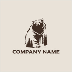 Bear and trees illustration