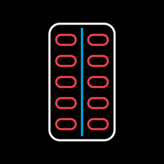 Pills strip vector icon. Medical sign