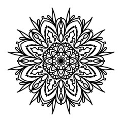 Ornament of a black and white postcard with a mandala. Round decorative mandala for coloring. Anti-stress illustration. Perfect greeting cards for any other design, birthday and other holiday.