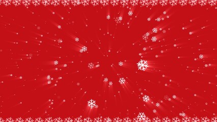Christmas winter snowflakes falling on red background 