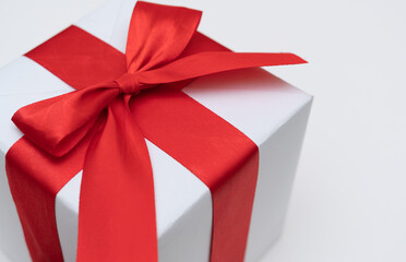 white gift box red ribbon