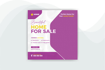 Beautiful home sale social media post banner template design