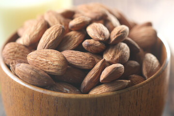 Close up of almond nut isolated on white 