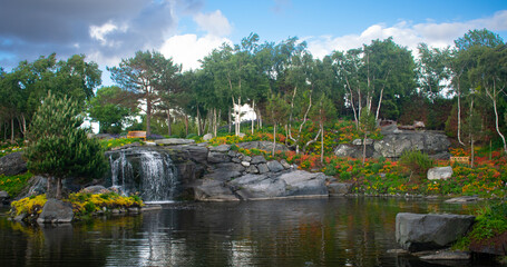 Fototapeta na wymiar Flor & Fjære Flower garden on an island near Stavanger Norway