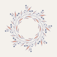 Fototapeta na wymiar Beautifully Illustrated Flower Wreath In Pastel Colors 
