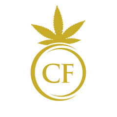 Letter CF Cannabis Marijuana Logo. Cannabis Logo Symbol for Therapy, Medical and Health Care