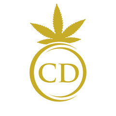 Letter CD Cannabis Marijuana Logo. Cannabis Logo Symbol for Therapy, Medical and Health Care