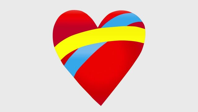 Animated Ukrainian beating red heart bandaged with blue and yellow ribbon.