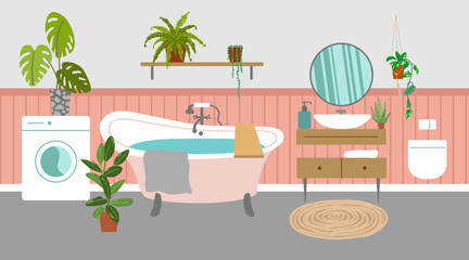 Bathroom interior vector illustration. - 519602205