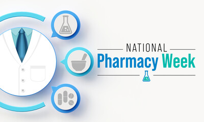 National Pharmacy Week is observed every year in October. to raise your patients and colleagues awareness about the vital role pharmacists play on the healthcare team. 3D Rendering