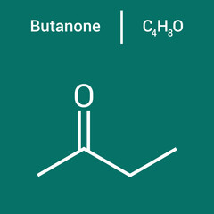 chemical structure of Butanone (C4H8O)