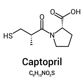 chemical structure of Captopril (C9H15NO3S)