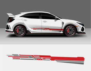 Vinyl sticker Decals set for Car truck mini bus modify Motorcycle. Racing Vehicle Graphic kit isolated vector design race Elegant stripes. modern red technology background for wrap