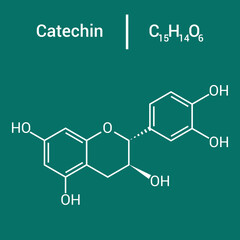 chemical structure of Catechin (C15H14O6)