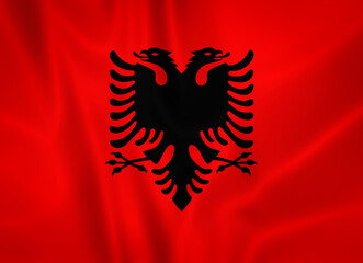 Illustration waving state flag of Albania - obrazy, fototapety, plakaty