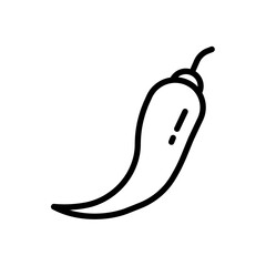 Chilli icon vector illustration in outline style. Vegetable sign
