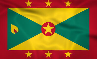 Illustration waving state flag of Grenada
