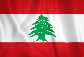 Illustration waving state flag of Lebanon