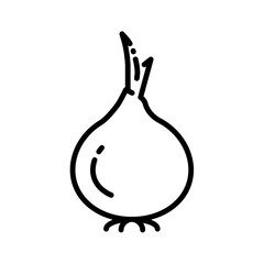 Onion icon vector illustration in outline style. Vegetable sign