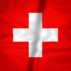 Illustration waving state flag of Switzerland