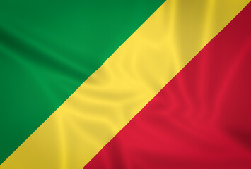 Illustration waving state flag of the Republic of the Congo