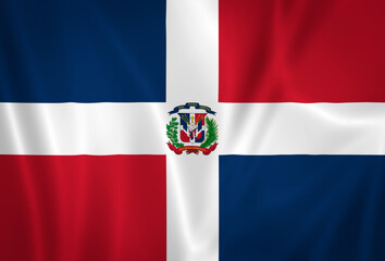 Illustration waving state flag of the Dominican Republic
