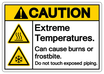 Caution Extreme Temperatures Can cause burns or frostbite Do not touch exposed piping Symbol Sign, Vector Illustration, Isolate On White Background Label .EPS10
