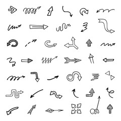 Vector set of hand drawn arrows, elements for presentation