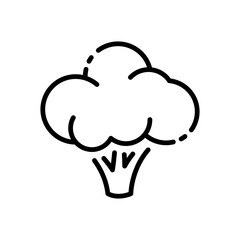 Broccoli icon vector illustration in outline style. Vegetable sign