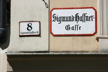 Street sign in Salzburg, Austria