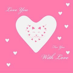 valentine card with pink hearts