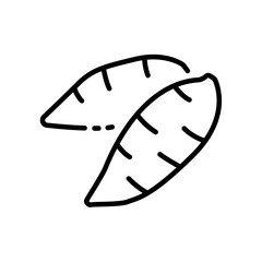 Sweet potato icon vector illustration in outline style. Vegetable sign