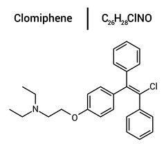 chemical structure of Clomifene or clomiphene (C26H28ClNO)
