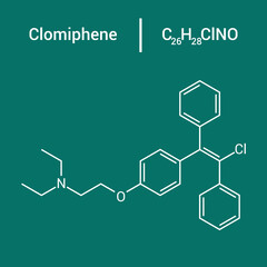 chemical structure of Clomifene or clomiphene (C26H28ClNO)