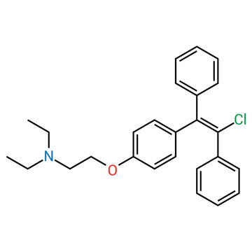 chemical structure of Clomifene or clomiphene (C26H28ClNO)