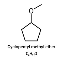 chemical structure of Cyclopentyl methyl ether (C6H12O)