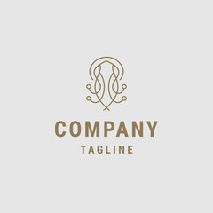 Luxury jellyfish line art style logo icon design template flat vector