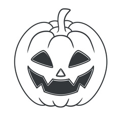 Funny and scary pumpkin with face for Halloween. Vector illustration isolated on white background