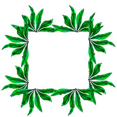 Watercolor green leaves frame border with place for your text